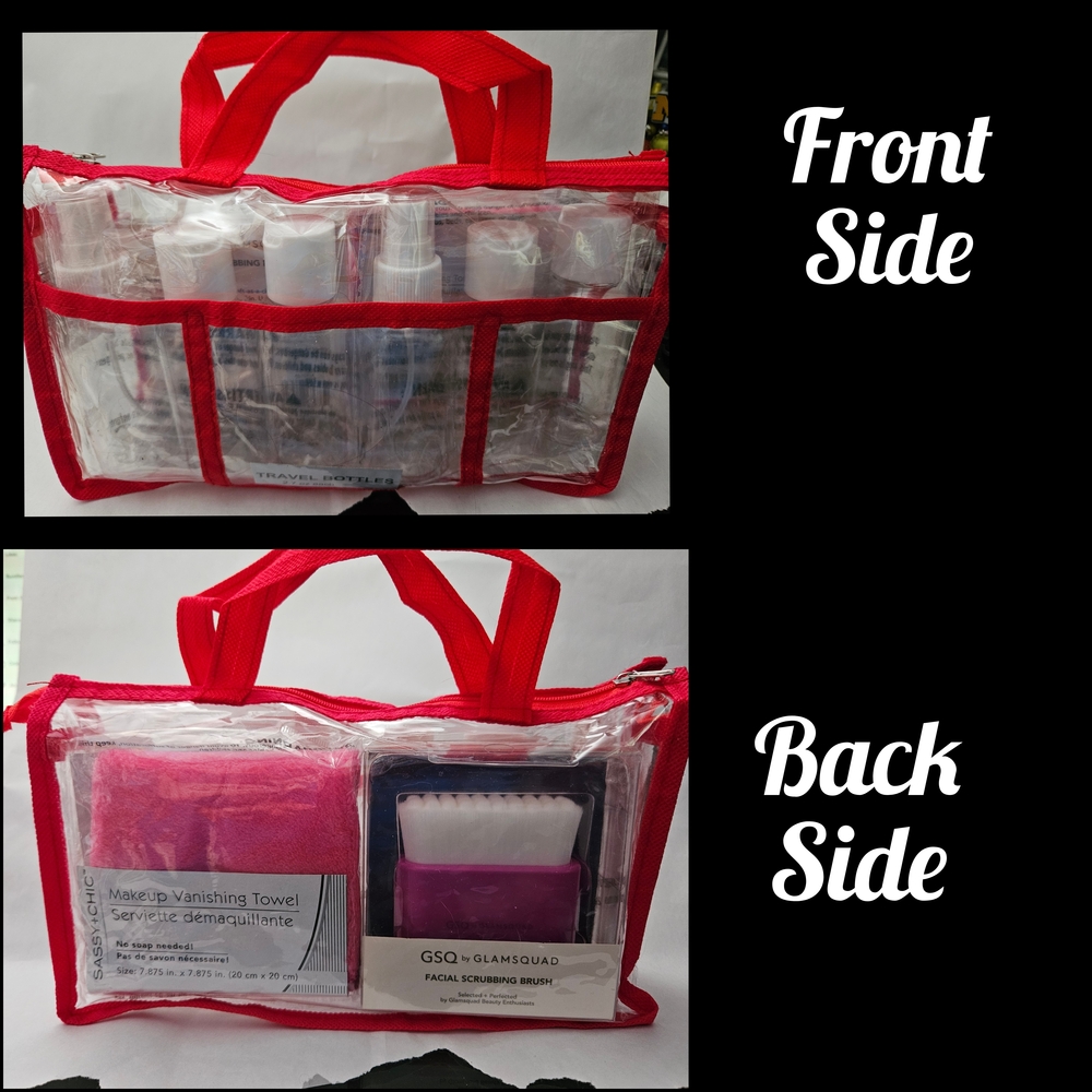 Sassy + Chic Makeup Towel and GSQ Facial Brush, And Travel Bottle Set